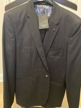 Ted Baker Men's navy Textured Single-Button suit